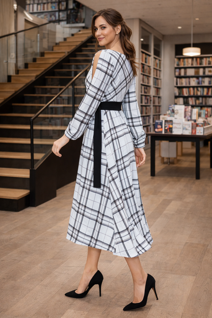 Black and White Checkered Midi