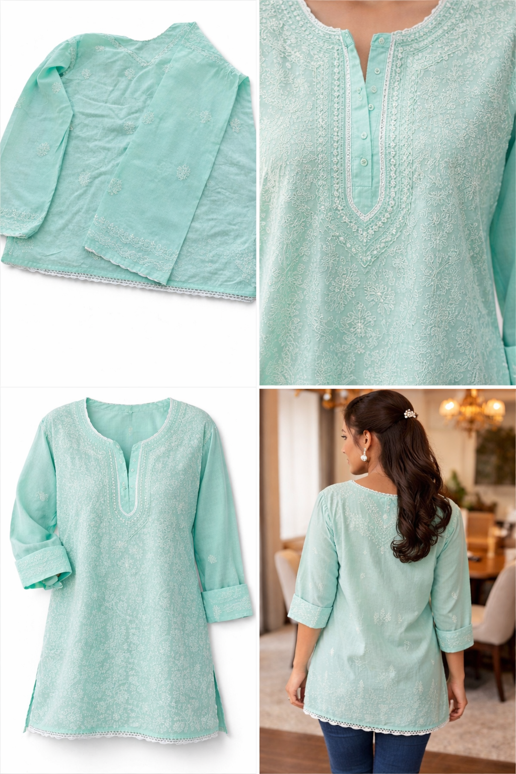 Anisha Pastel Green Chikankari Kurta