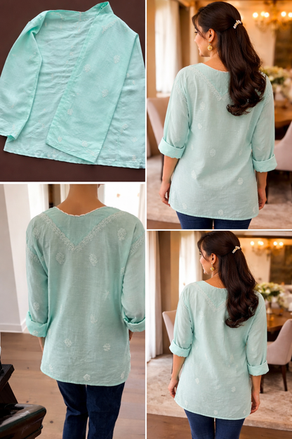 Anisha Pastel Green Chikankari Kurta