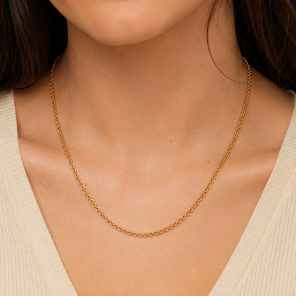 Textured Gold Disc & Ring Link Chain