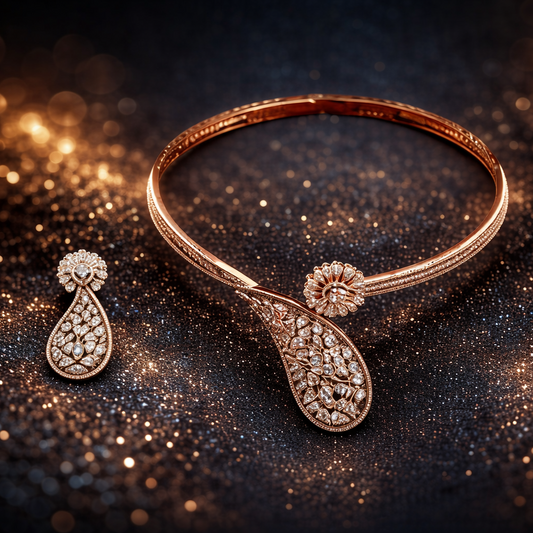 Royal Radiance American Diamond Drop Necklace Set