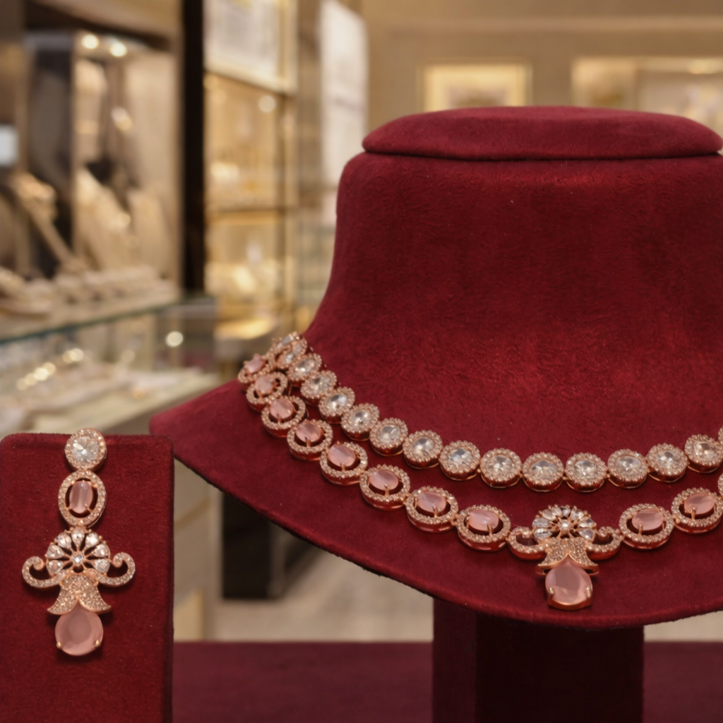 Blush Royale Crystal Bridal Necklace Set
