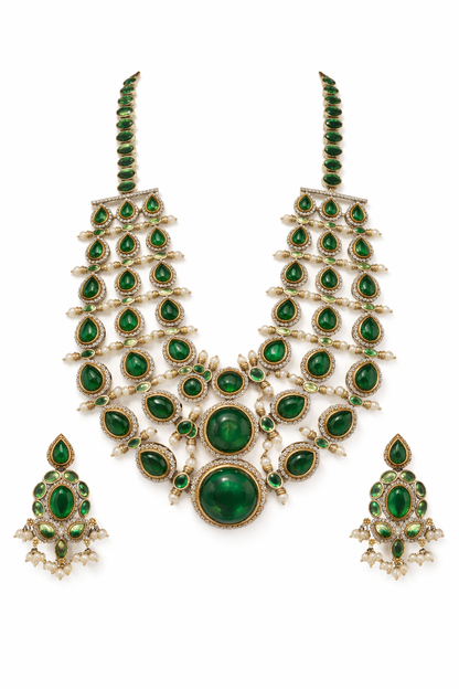 Nikita Green Kundan handcrafted statement necklace and earrings