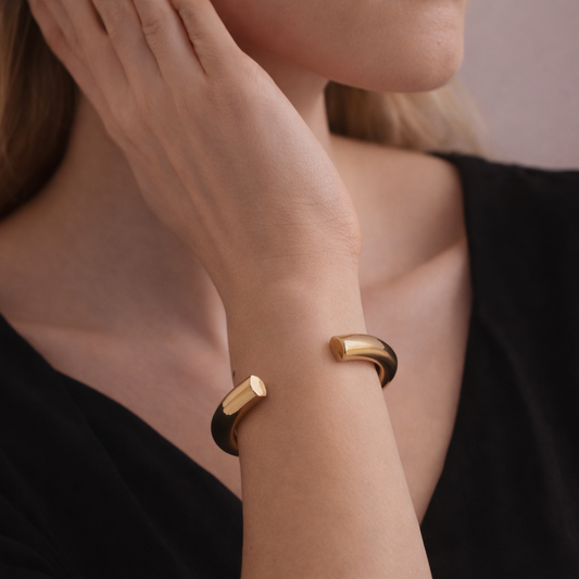 Aria Half Moon Handcrafted gold tone Bracelet