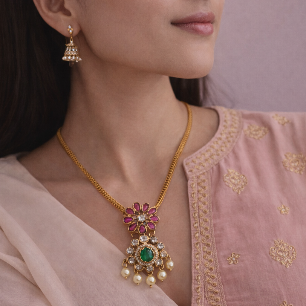 Prana Handcrafted Gold tone necklace
