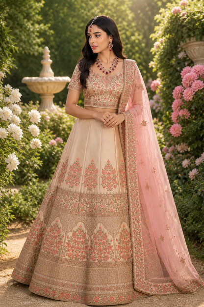 Samantha  Beige and Pink Lehenga