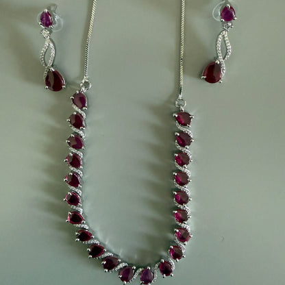 Red Teardrop Necklace and Earring Set