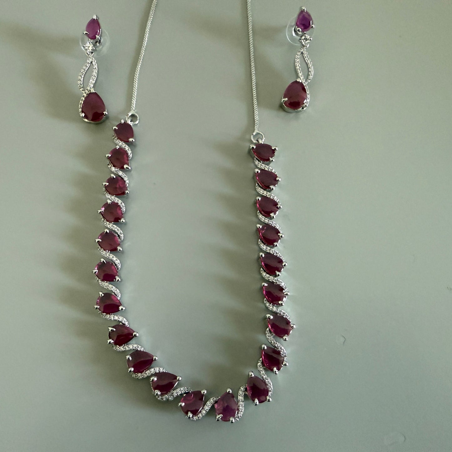 Red Teardrop Necklace and Earring Set