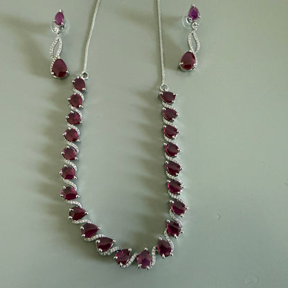Red Teardrop Necklace and Earring Set