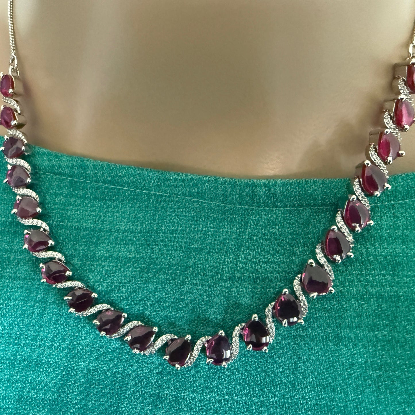 Red Teardrop Necklace and Earring Set