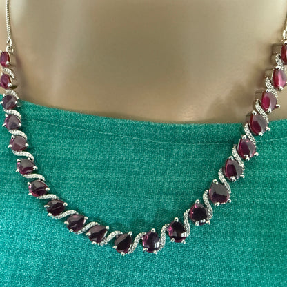 Red Teardrop Necklace and Earring Set