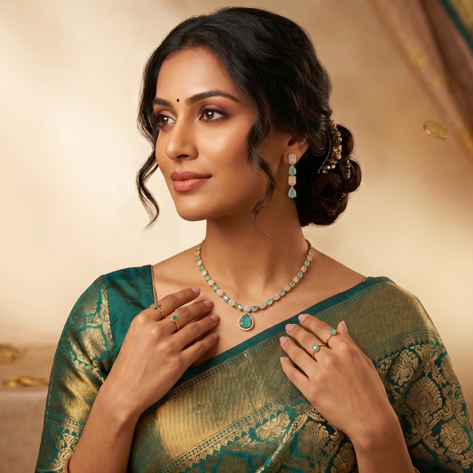 Emerald Radiance: The Teal teardrop Ensemble