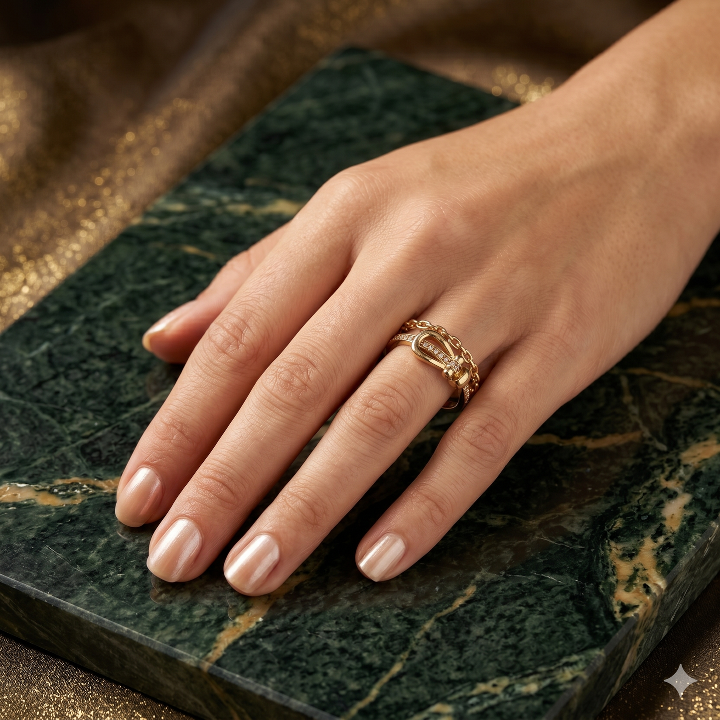 The Heritage Buckle & Chain Statement Ring