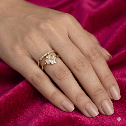 Title: The Luminous Clover Double-Band Ring