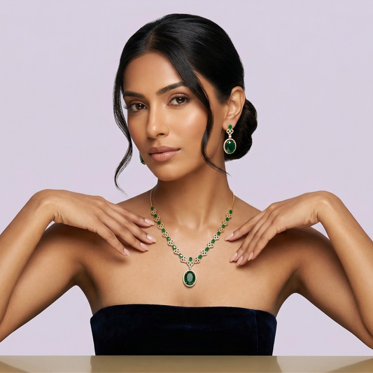 The Emerald Muse Necklace & Earring Set