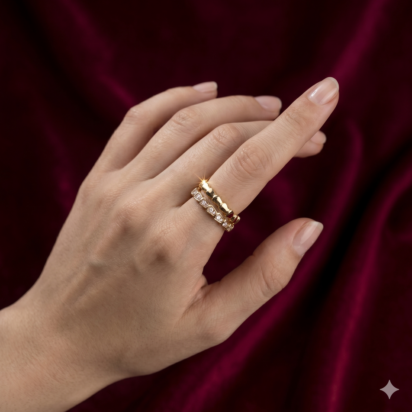 The Isabella Scarlet & Gold Dual-Band Ring