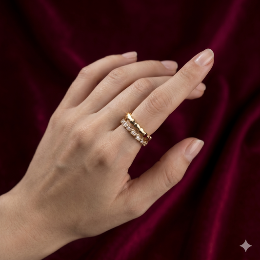 The Isabella Scarlet & Gold Dual-Band Ring