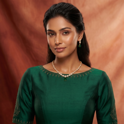 Elegant Emerald Glow: Verdant Teardrop Set