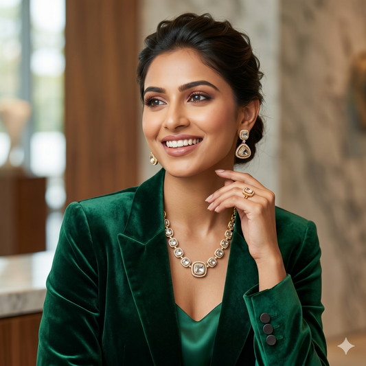 The Aura Suite – Handcrafted American Diamond Necklace & Earring Set