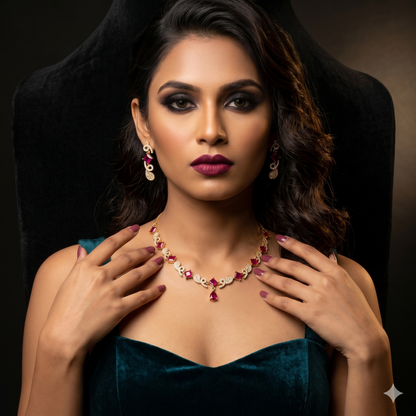 Handcrafted Fashion Jewelry: Royal Ruby Red Petal Essence Necklace