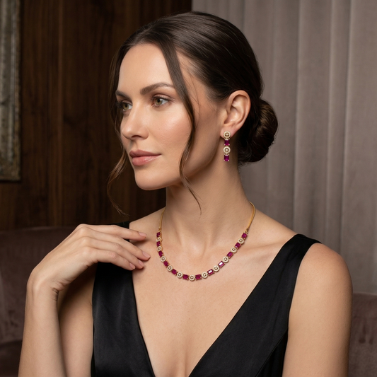 Gemini said Regal Crimson Radiance: The Royal Ruby-Style Necklace Set