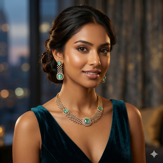 Emerald-Mist Mint Handcrafted Necklace Set