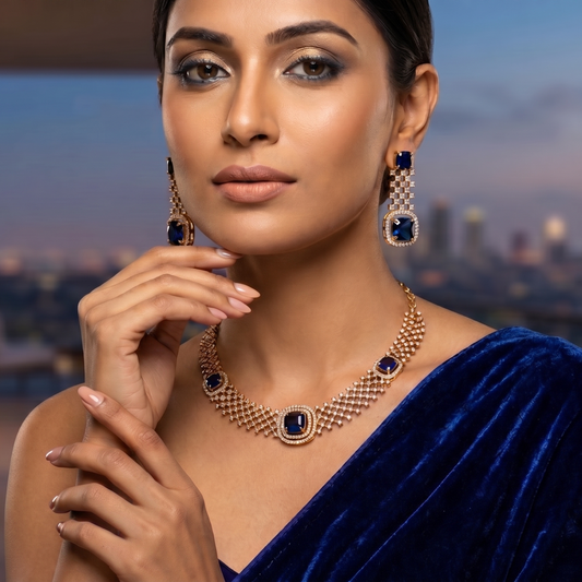 The Queen’s Handcrafted Azure Necklace & Earring Set