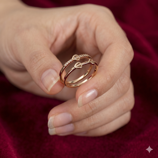 The Isabella Interlocking Heart Ring Duo