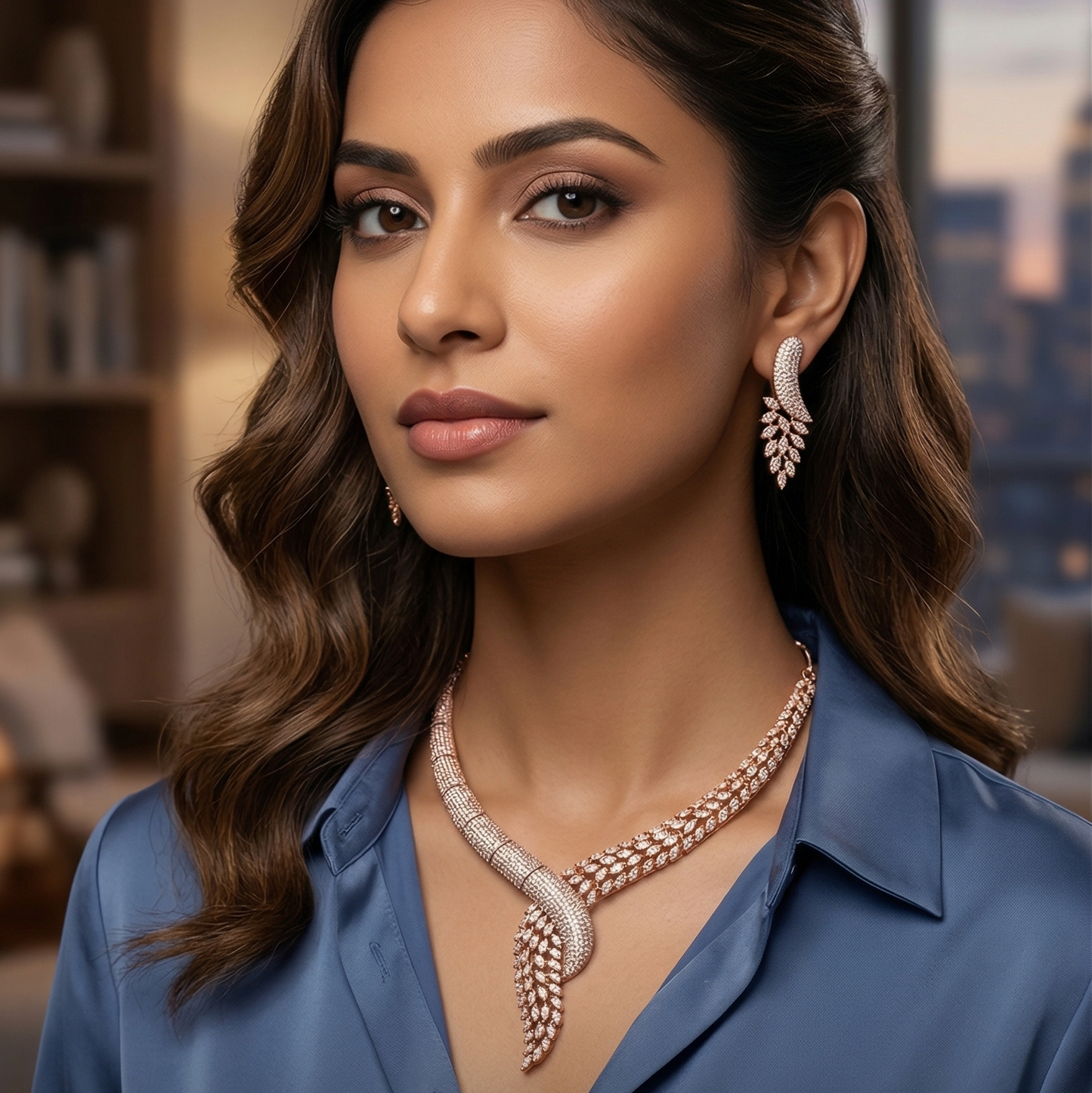 The Verdant Muse: Premium Marquise-Leaf Statement Set