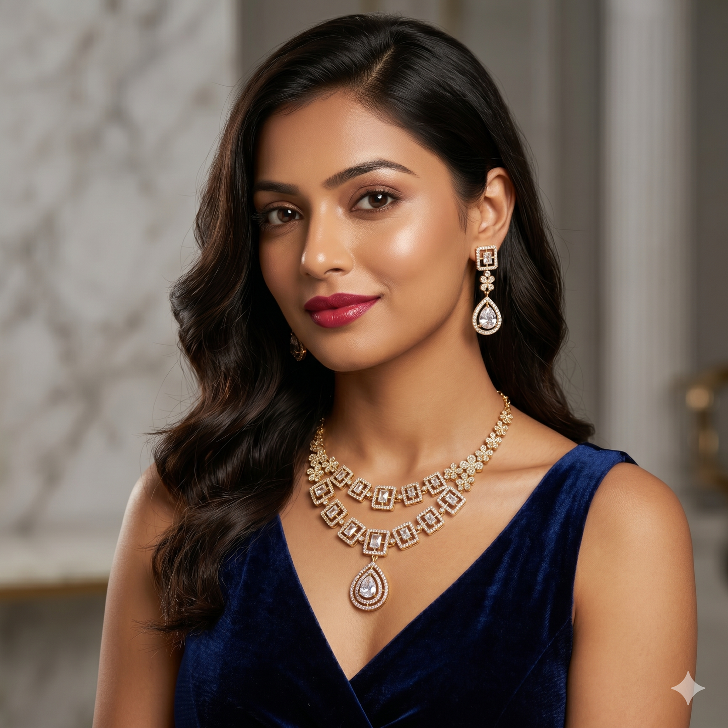 Royal Elegance American Diamond Choker Set