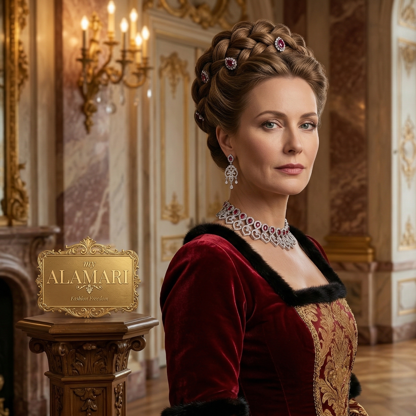 Queen Seraphina Ruby Royale Necklace Set