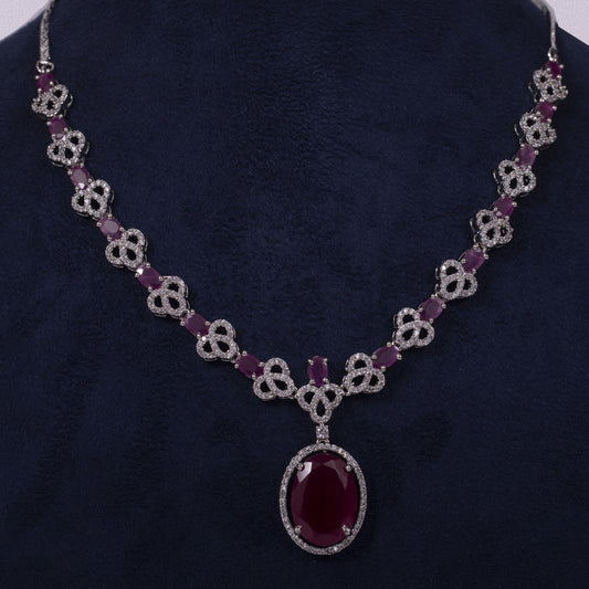 Crimson Royalty Oval Pendant Set