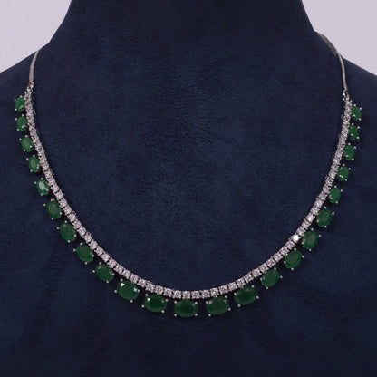 Regal Emerald-Green American Diamond Necklace Set