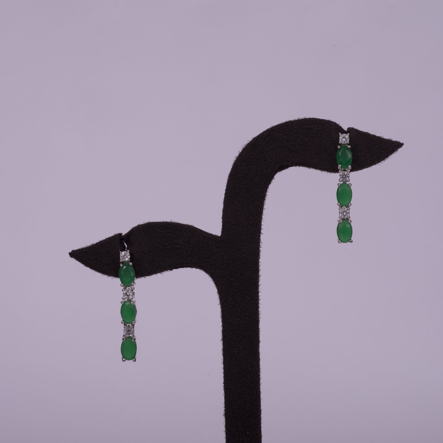 Regal Emerald-Green American Diamond Necklace Set