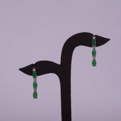 Regal Emerald-Green American Diamond Necklace Set