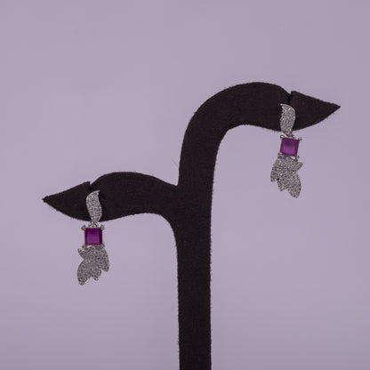 Divine Plumage Ruby & American Diamond Necklace Set