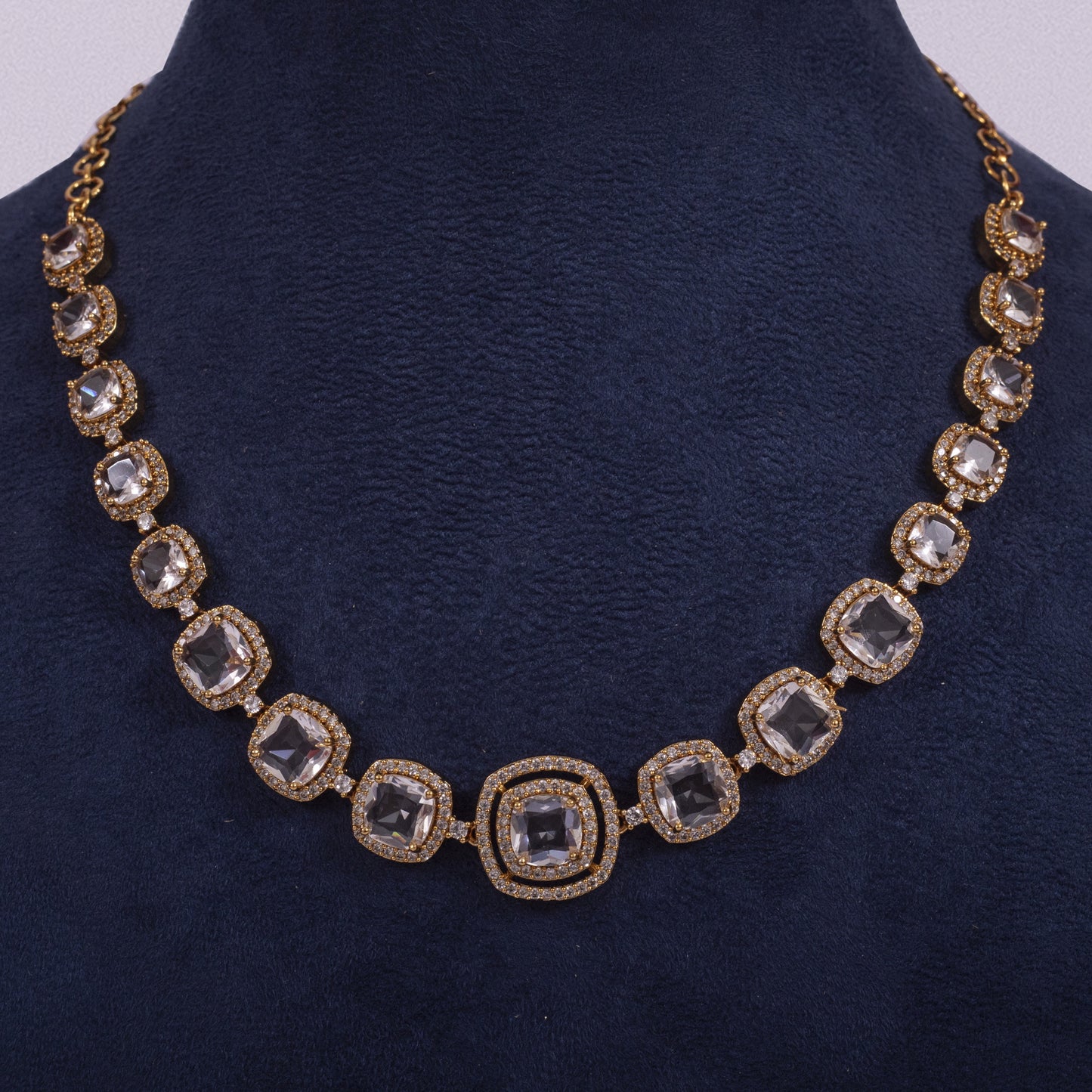 The Aura Suite – Handcrafted American Diamond Necklace & Earring Set