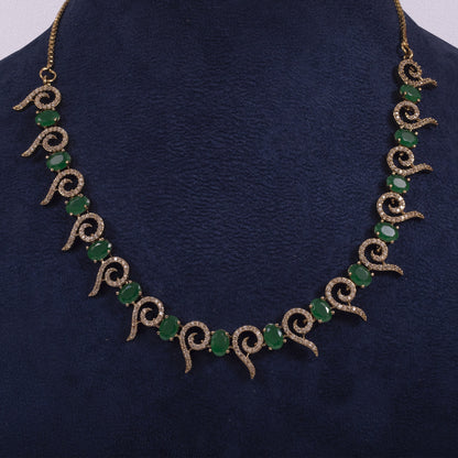 The Emerald Crest Scroll Necklace & Earring Set