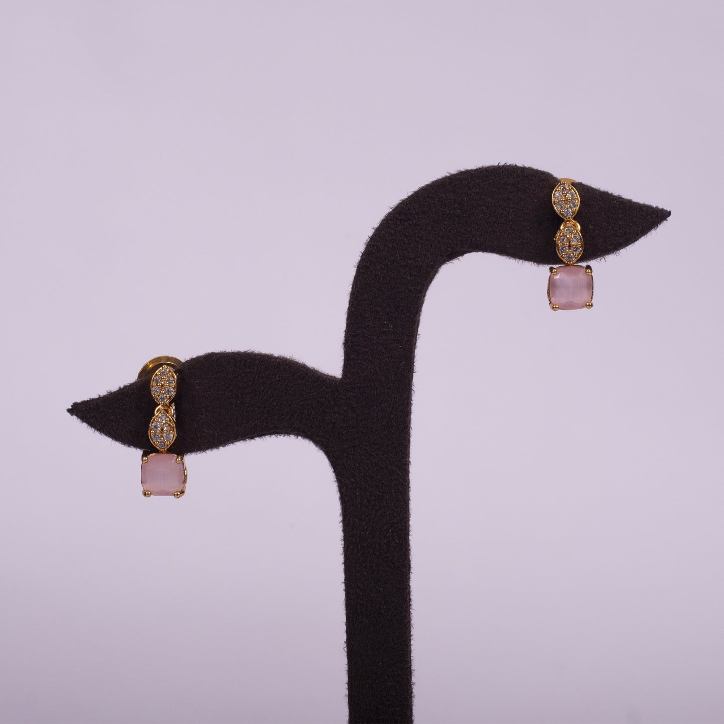 Elegant Rose Quartz & American Diamond Accented Choker Set