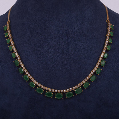 Radiant Emerald-Green Delicate Necklace and Earring Set