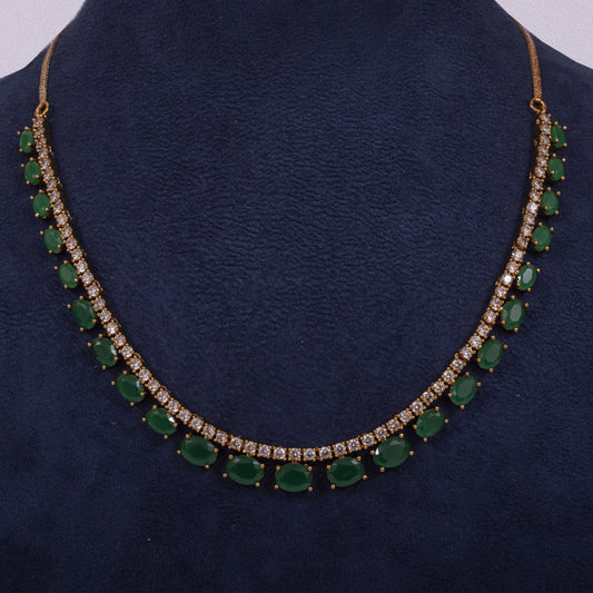 Radiant Emerald-Green Delicate Necklace and Earring Set