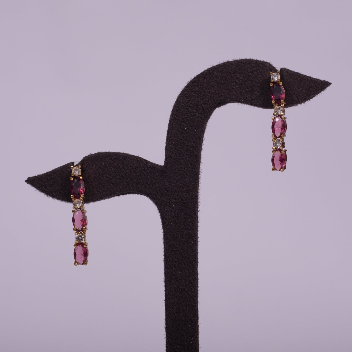 The Crimson Grace Set: Handcrafted Ruby-Pink and American Diamond Necklace with Matching Earrings