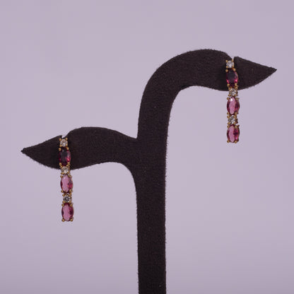 The Crimson Grace Set: Handcrafted Ruby-Pink and American Diamond Necklace with Matching Earrings