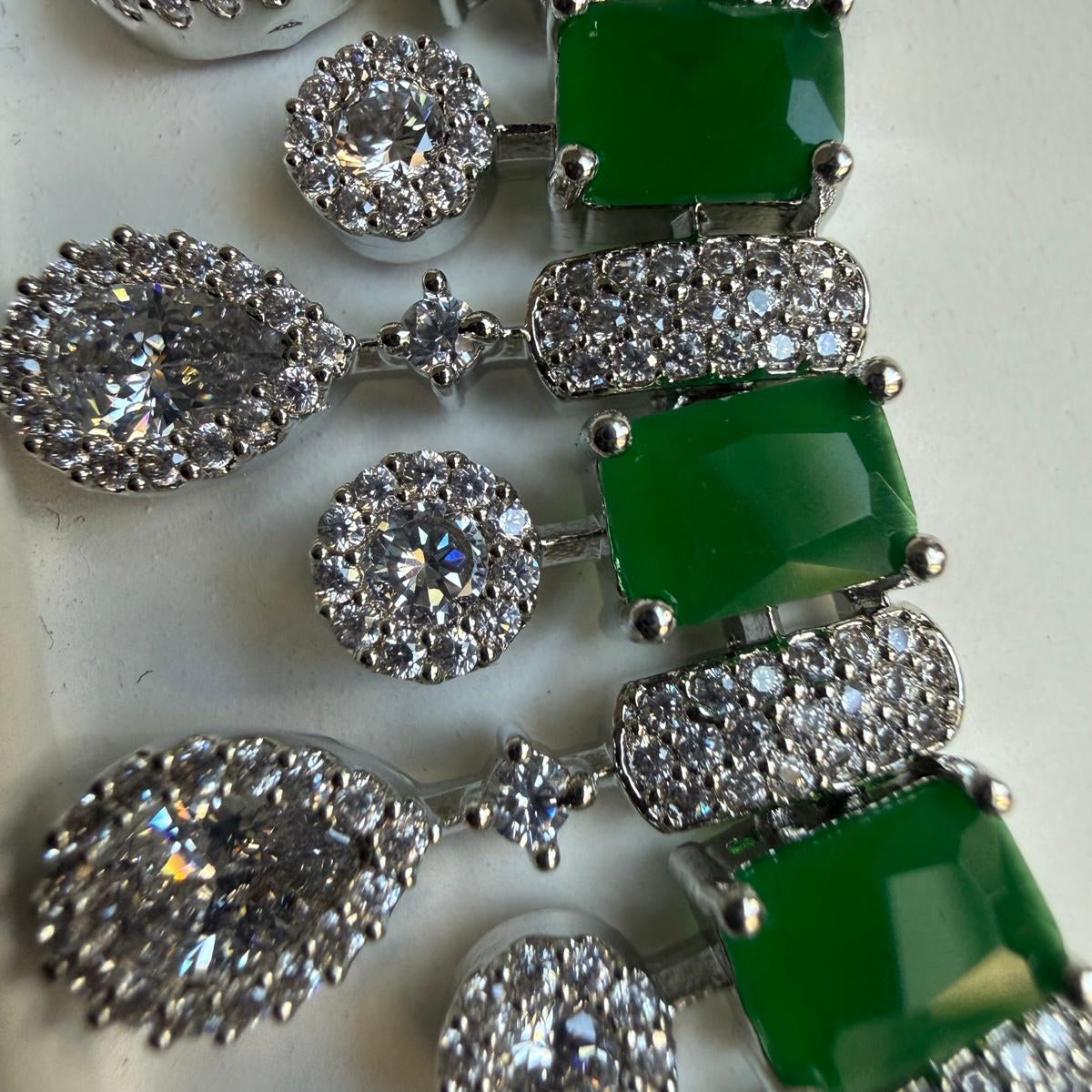 Ishani Emerald Green Statement Necklace & Earrings Set
