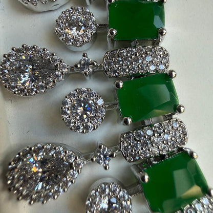 Ishani Emerald Green Statement Necklace & Earrings Set