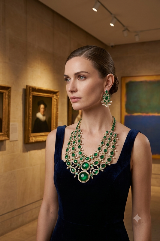 Nikita Green Kundan handcrafted statement necklace and earrings