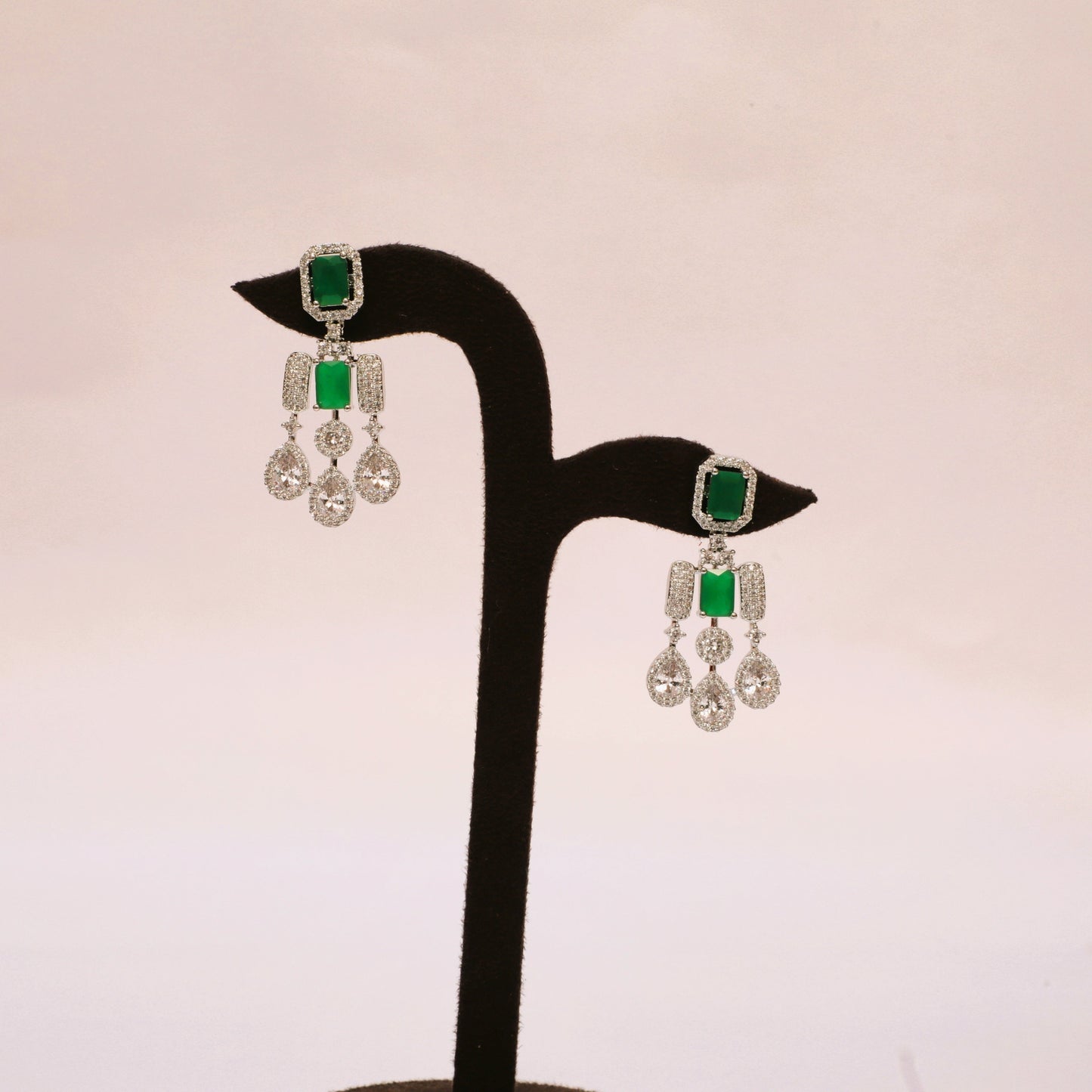 Ishani Emerald Green Statement Necklace & Earrings Set