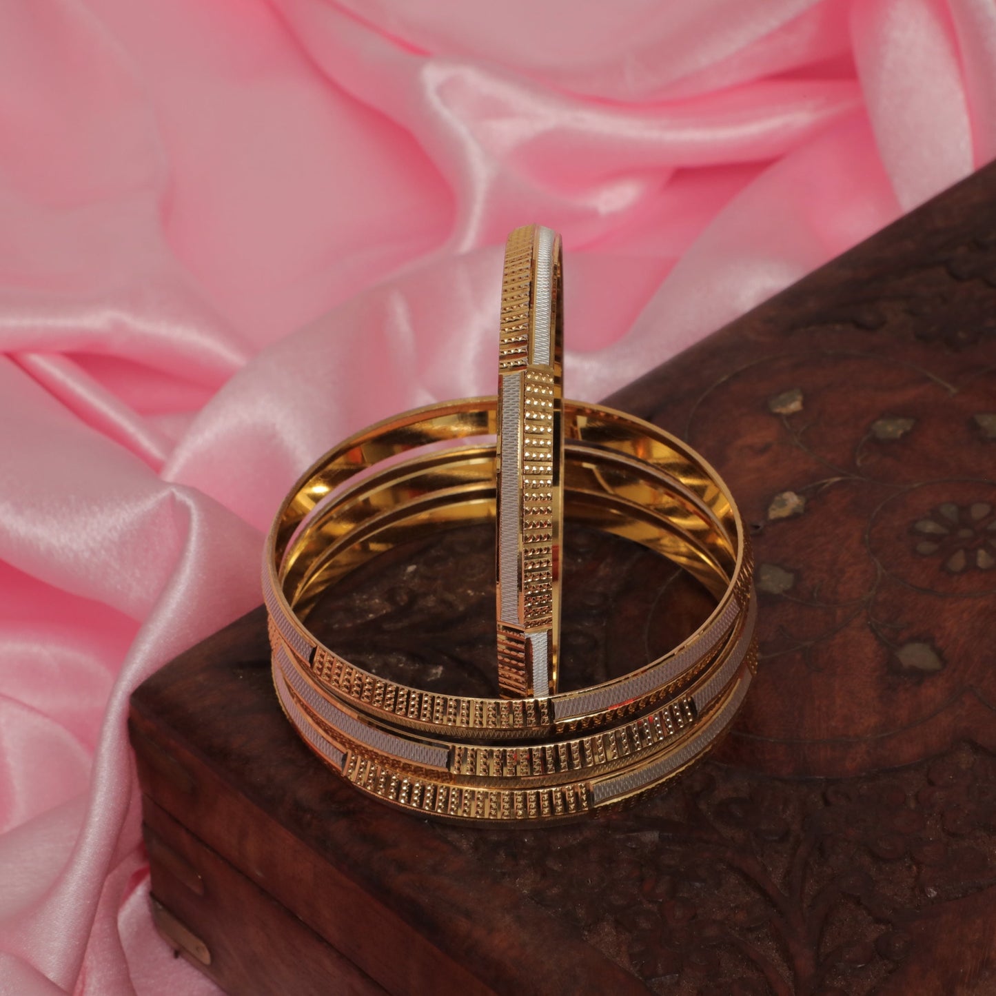 Ajay Handcrafted white and gold tone bracelet(sold as single piece and not a set)