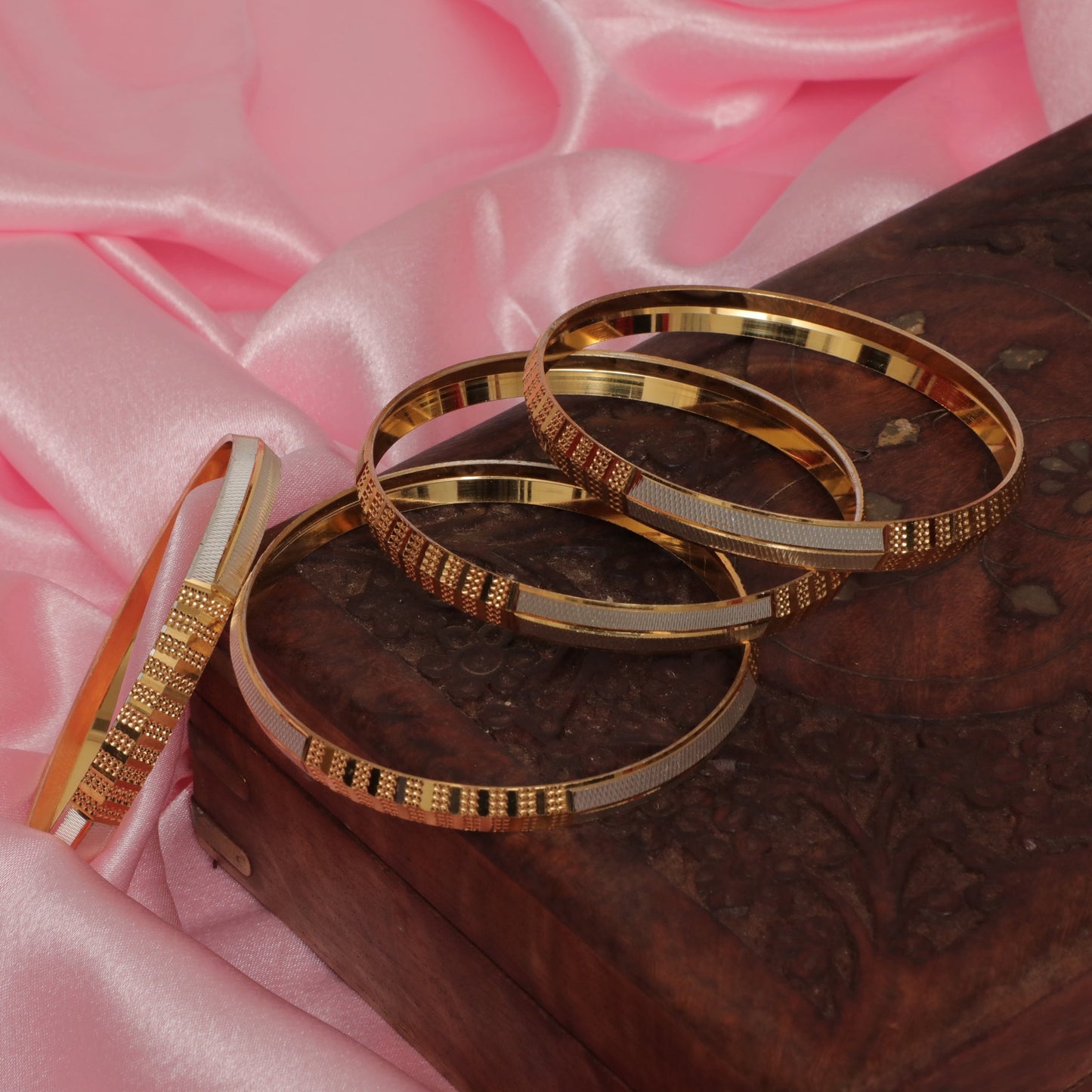 Ajay Handcrafted white and gold tone bracelet(sold as single piece and not a set)