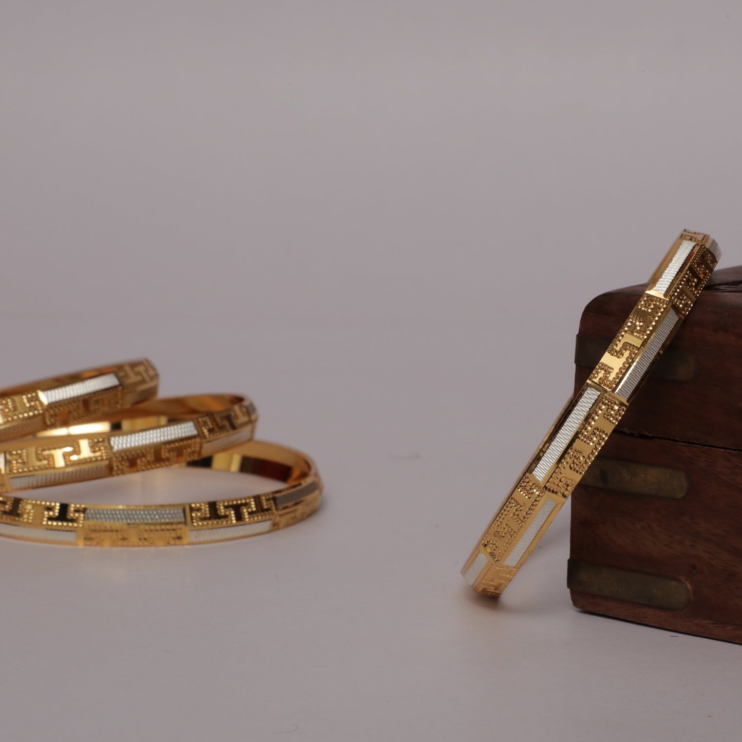 Salman Handcrafted White and Yellow Gold plated bracelet